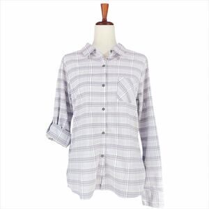 PRANA Bronwyn Lightweight Quick-Dry Button-Up Shirt Grapevine Purple Plaid Sz L